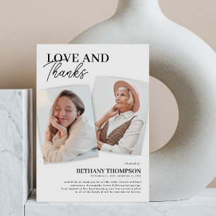 Memorial Funeral Elegant Photo Thank You Card