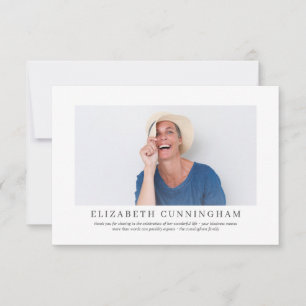 Memorial Funeral For Her Elegant Modern Photo Thank You Card