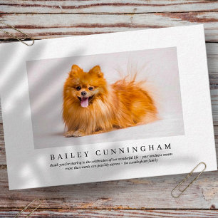 Memorial Funeral For Pet   Elegant Modern Photo Thank You Card