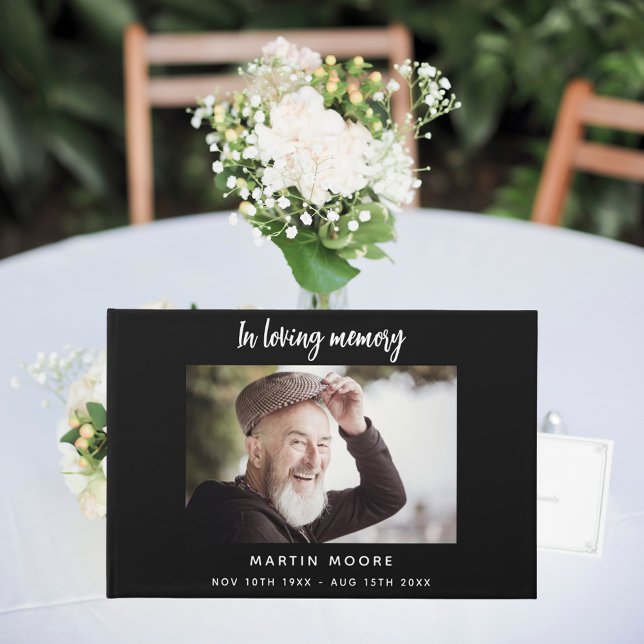 Memorial funeral loving memory black photo guest book (Creator Uploaded)