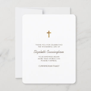 Memorial Funeral Modern and Simple Cross Thank You Card