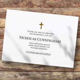 Memorial Funeral Modern and Simple Cross Thank You Card