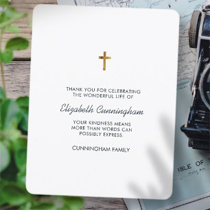 Memorial Funeral Modern and Simple Cross Thank You Card