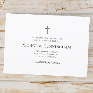 Memorial Funeral Modern and Simple Cross Thank You Card