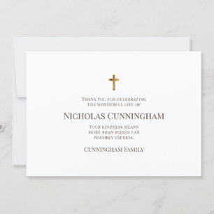 Memorial Funeral Modern and Simple Cross Thank You Card