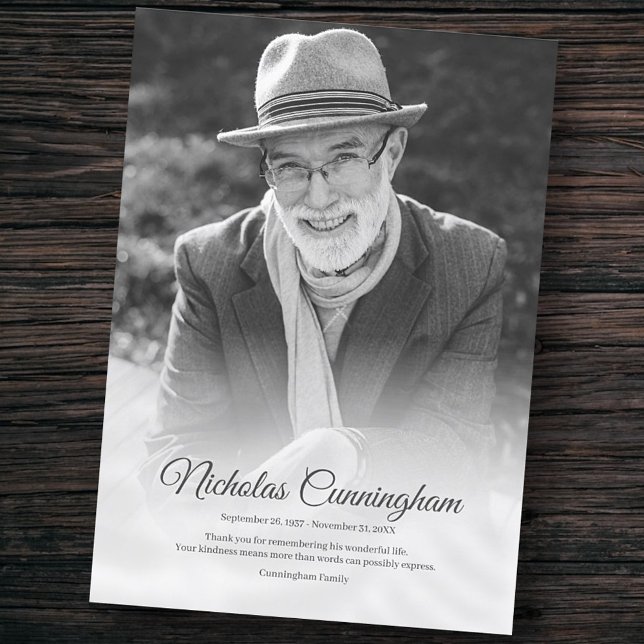 Memorial Funeral Modern Classic Simple Photo Thank You Card (Creator Uploaded)