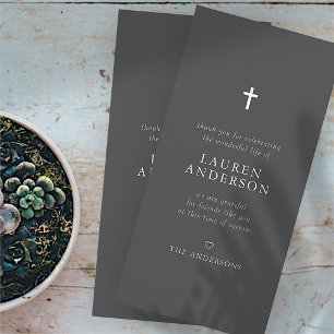 Memorial Funeral Modern Simple Chic Cross Thank You Card