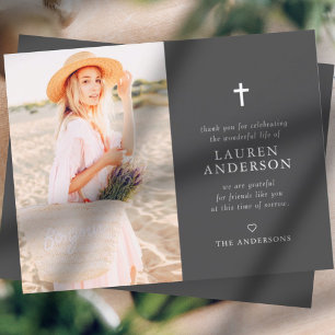 Memorial Funeral Modern Simple Chic Cross Thank You Card