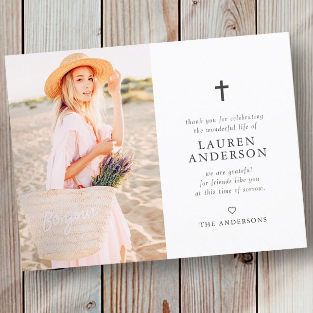 Memorial Funeral Modern Simple Chic Gold Cross Postcard (Creator Uploaded)