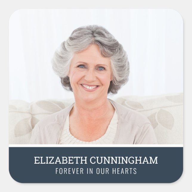 Memorial Funeral Modern Simple Colour Block Photo Square Sticker (Front)