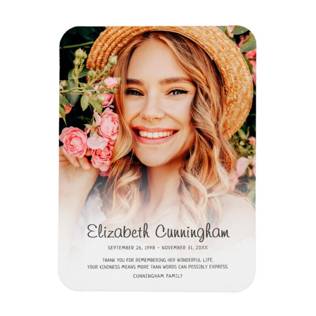Memorial Funeral Modern Simple Cursive Photo Magnet (Vertical)