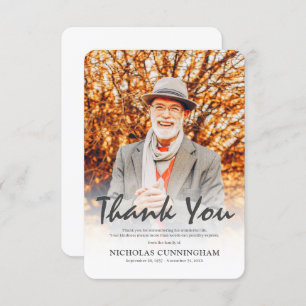 Memorial Funeral Modern Simple Custom Photo Thank You Card