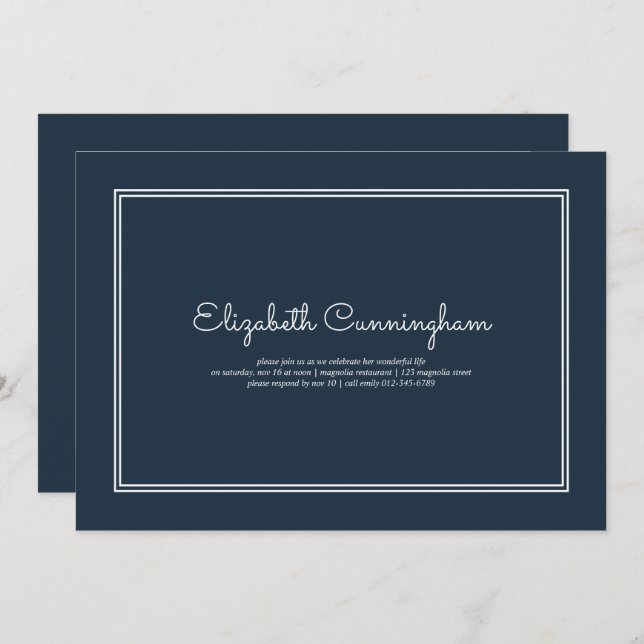 Memorial Funeral Modern Simple Elegant Invitation (Front/Back)