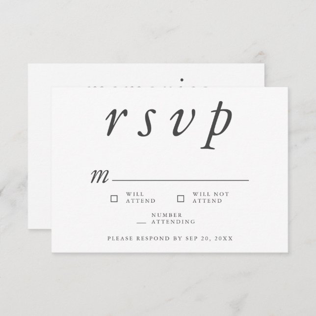 Memorial Funeral Modern Simple Memories Reply RSVP Card (Front/Back)
