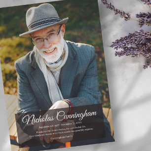 Memorial Funeral Modern Simple Photo Thank You Card