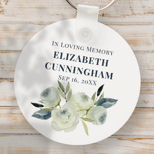 Memorial Funeral Modern Watercolor Floral Key Ring
