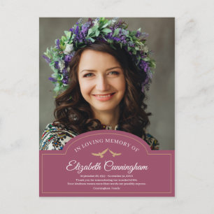 Memorial Funeral Monogram Classic Photo Thank You Postcard