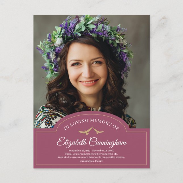 Memorial Funeral Monogram Classic Photo Thank You Postcard (Front)