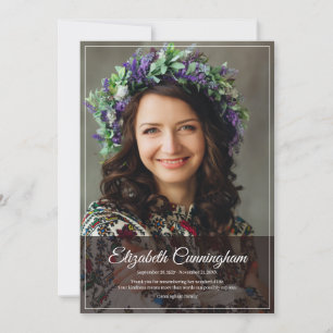 Memorial Funeral Monogram Modern Classic Photo Thank You Card