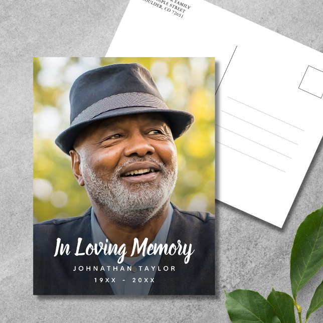 Memorial Funeral Photo Tribute Postcard (Photo Memorial Postcard)