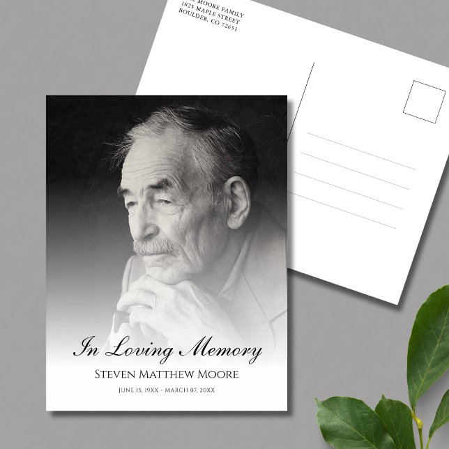 Memorial Funeral Photo Tribute Postcard (Photo Memorial Postcard)