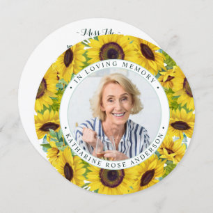 Memorial Funeral Prayer Card Sunflower Floral