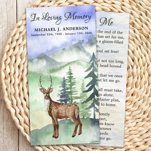 Memorial Funeral Prayer Card Woodland Deer Hunter (Creator Uploaded)