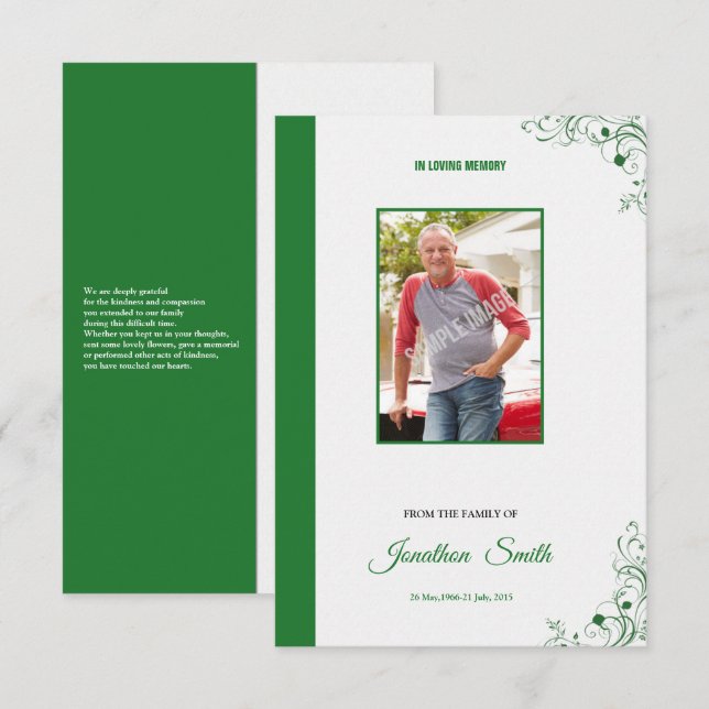 Memorial Funeral Program Card (Front/Back)