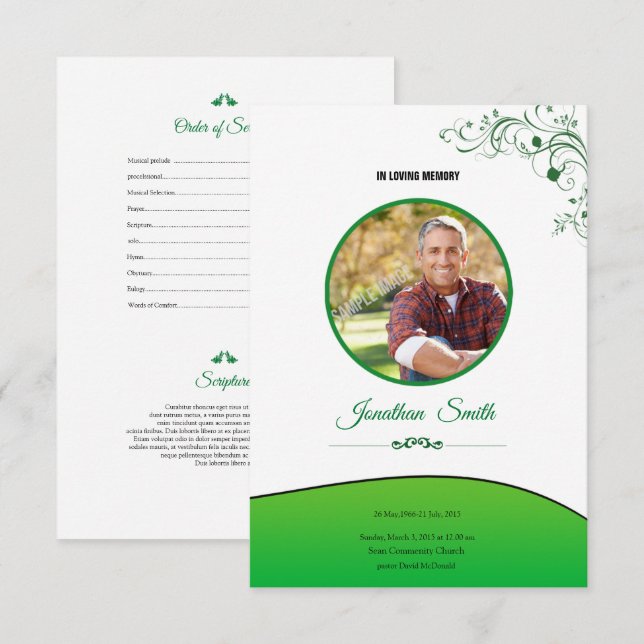 Memorial Funeral Program Card Template (Front/Back)