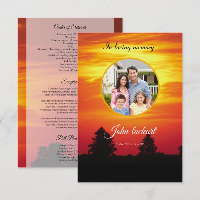 Memorial Funeral Program Template (Front/Back)