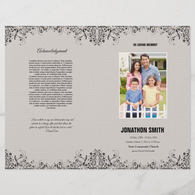 Memorial Funeral Program Template Brochure (Front)