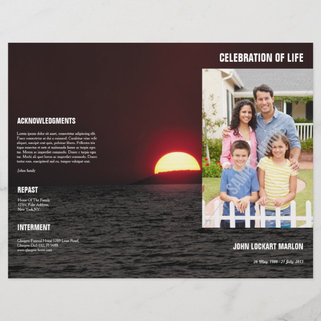 Memorial Funeral Program Template Brochure (Front)