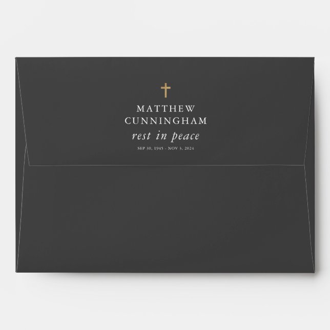 Memorial Funeral Rest In Peace Modern Simple Cross Envelope (Back (Top Flap))