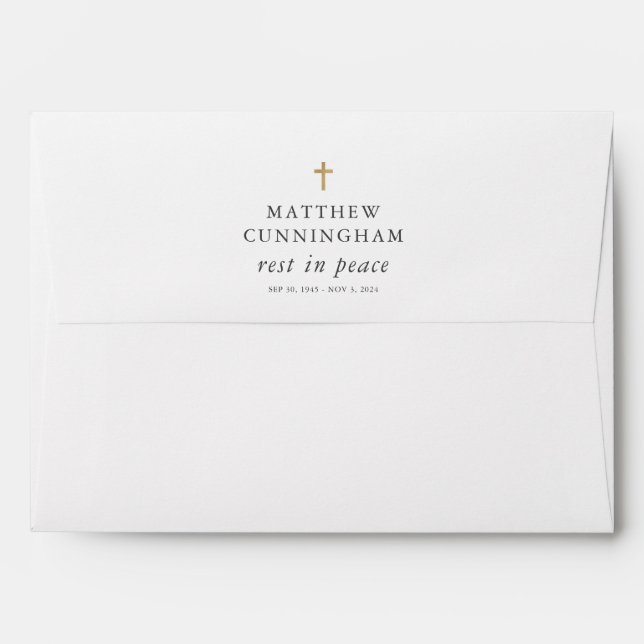 Memorial Funeral Rest In Peace Modern Simple Cross Envelope (Back (Top Flap))
