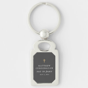 Memorial Funeral Rest In Peace Modern Simple Cross Key Ring