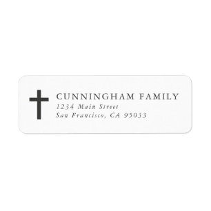 Memorial Funeral Rest In Peace Modern Simple Cross Return Address Label