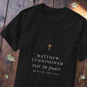 Memorial Funeral Rest In Peace Modern Simple Cross T-Shirt