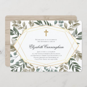 Memorial Funeral Rustic Watercolor Foliage Invitation