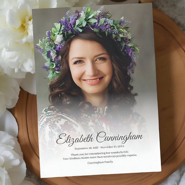 Memorial Funeral Simple Modern Classic Photo Thank You Card (Creator Uploaded)