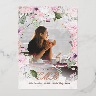 Memorial Funeral sSimple Floral Rose Gold Photo
