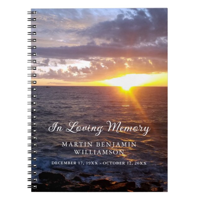 Memorial Funeral Sunset Ocean Beach Guest Book (Front)
