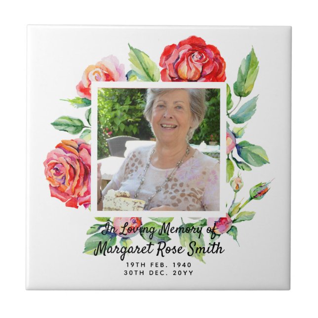 Memorial Gift For Loss of Mother PHOTO Bereavement Ceramic Tile (Front)
