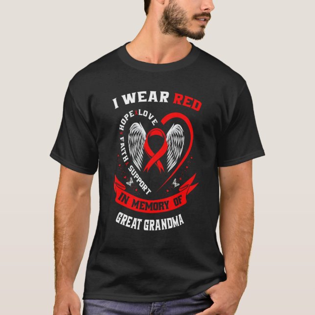 Memorial Gifts For Loss of Great Grandmother Heart T-Shirt (Front)