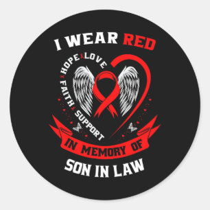 Memorial Gifts For Loss Of Son In Law Heart Diseas Classic Round Sticker