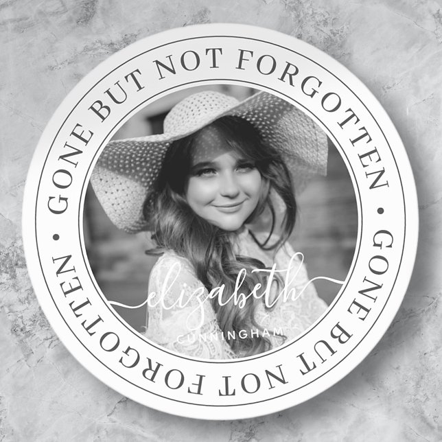 Memorial Gone But Not Forgotten Elegant Chic Photo Classic Round Sticker (Creator Uploaded)