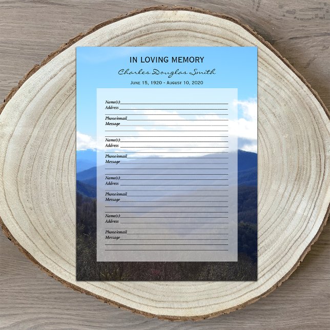 Memorial Guest Book Filler Page Mountains (Creator Uploaded)