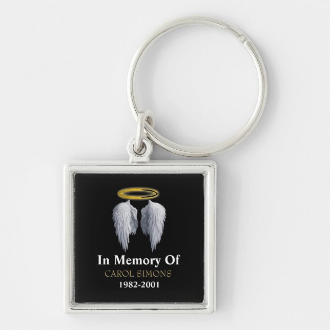 Memorial Halo & Angel Wings Key Ring (Front)