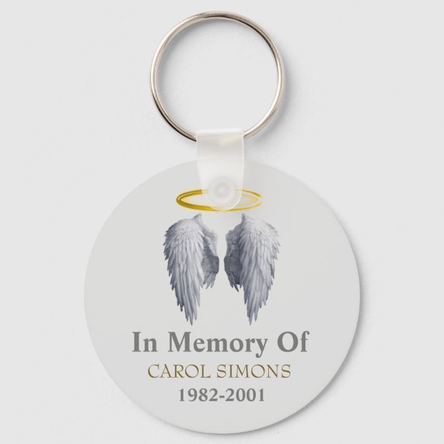 Memorial Halo & Angel Wings  Key Ring (Front)
