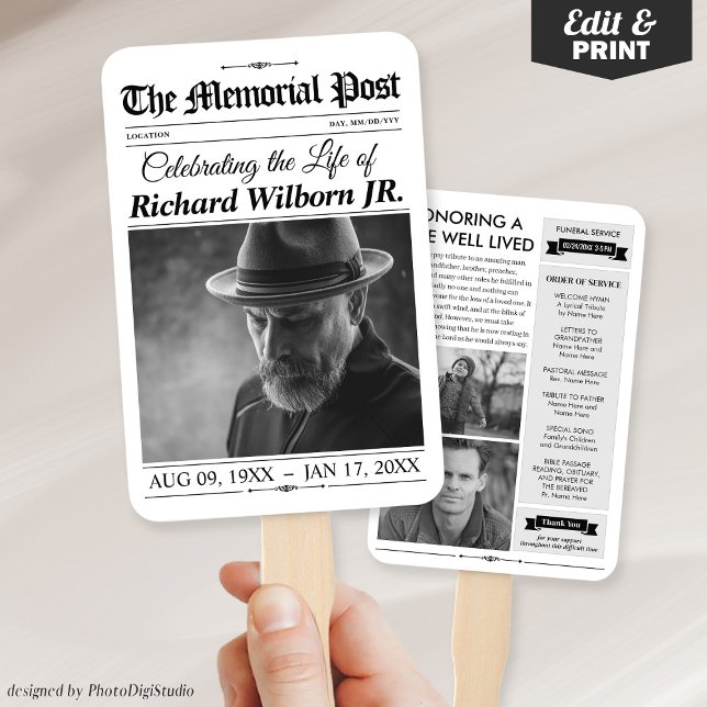Memorial Hand Fans, Newspaper Funeral Program Fans (Memorial Hand Fans, Newspaper Funeral Program Fans)