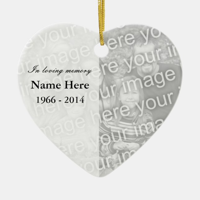 Memorial heart photo ornament | I loving memory (Front)